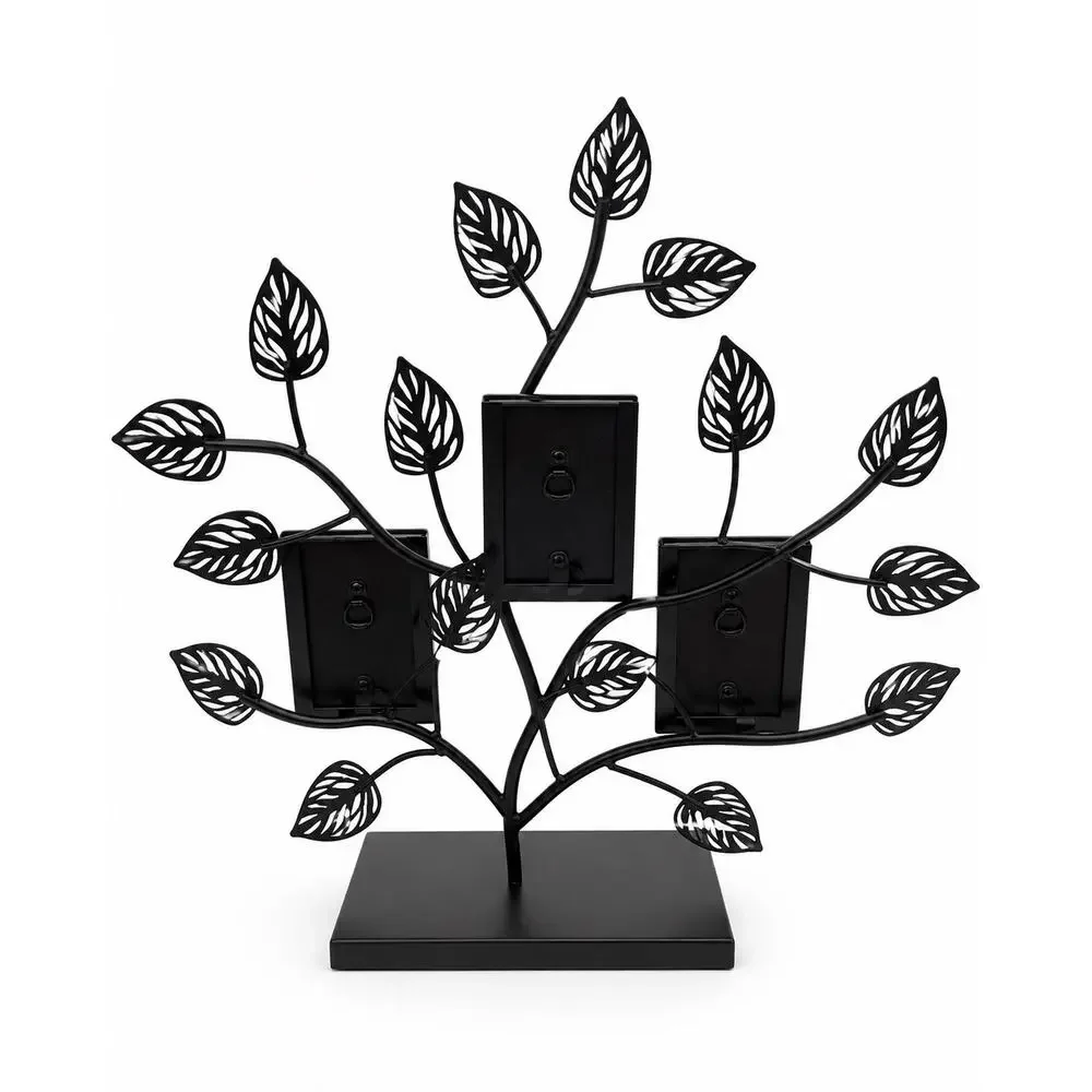 Family Tree Photo Frame Picture Holder Black Metal for 2x3 inch photos 12inch